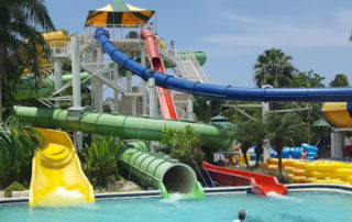 water slides and pool