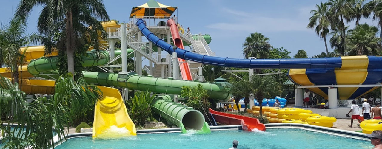 water slides and pool